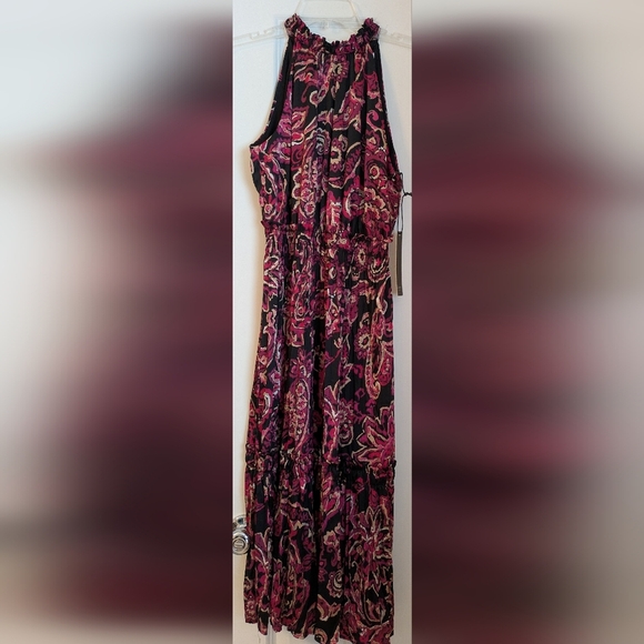 Nicole Miller Black and Pink Halter Smocked Dress S NWT - Picture 2 of 11